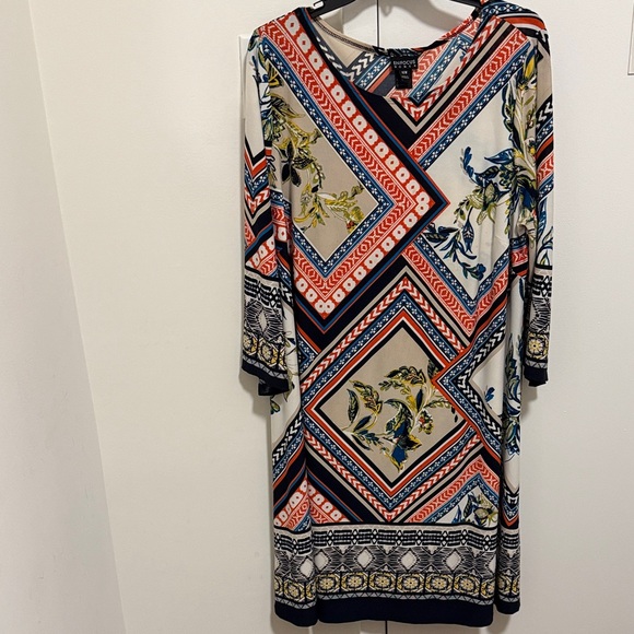 Enfocus Women Multicolor Floral & Geometric Print Shift Dress. Size 16 W. - Picture 1 of 7